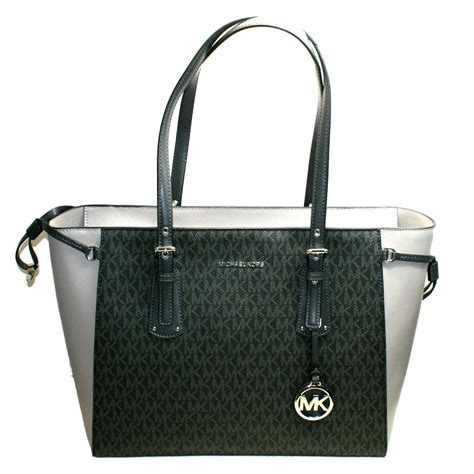 michael kors voyager tote black and silver|Michael Kors large saffiano tote.